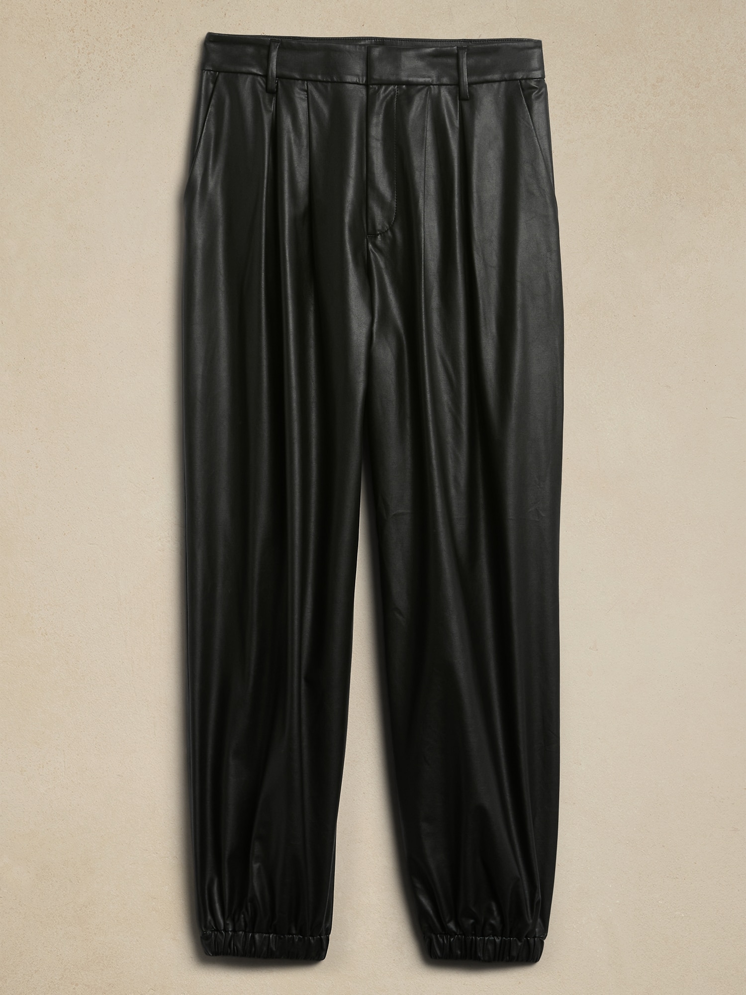 Vegan Leather Pleated Pant