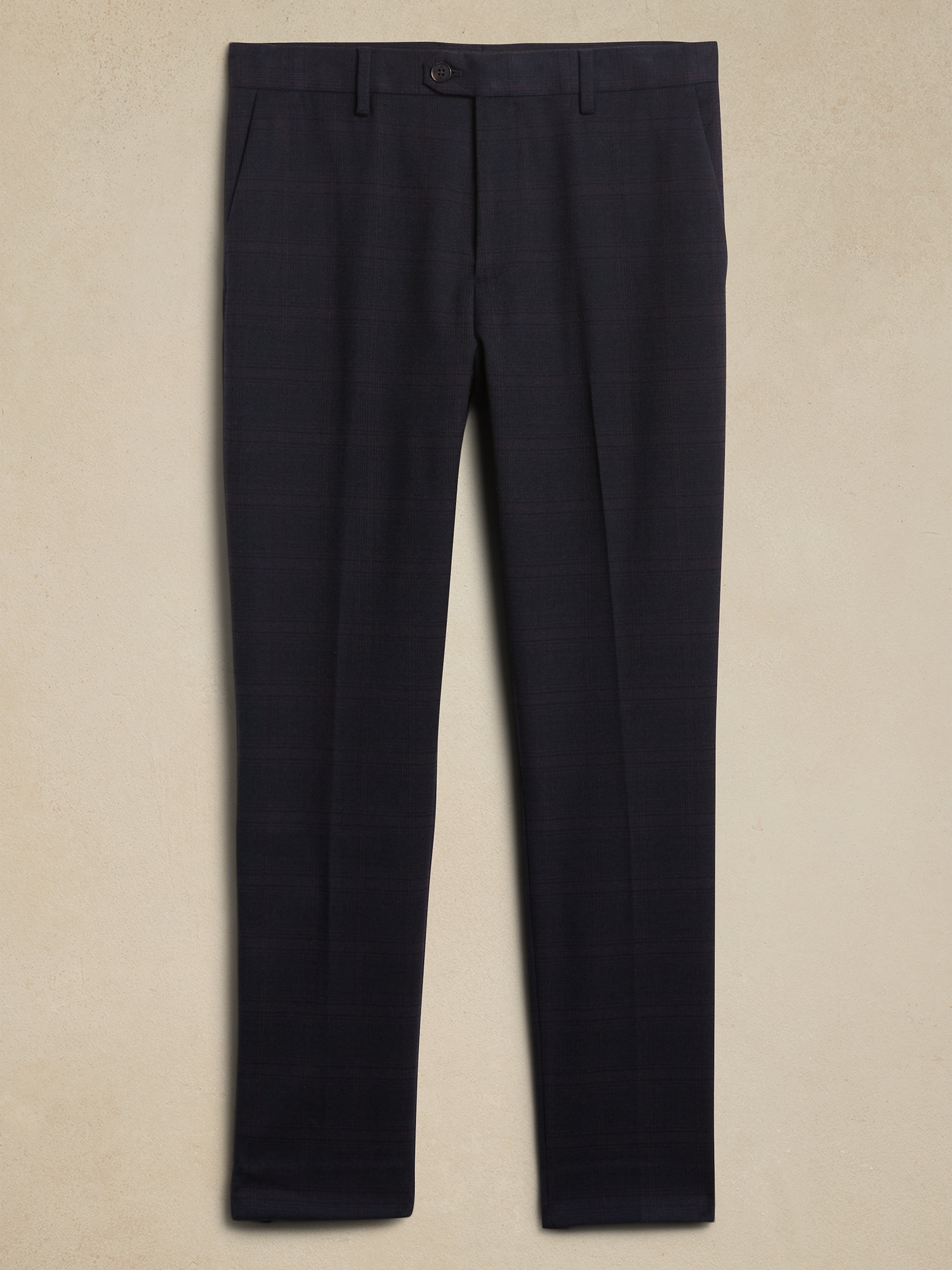 Tailored-Fit Navy Plaid Suit Trouser