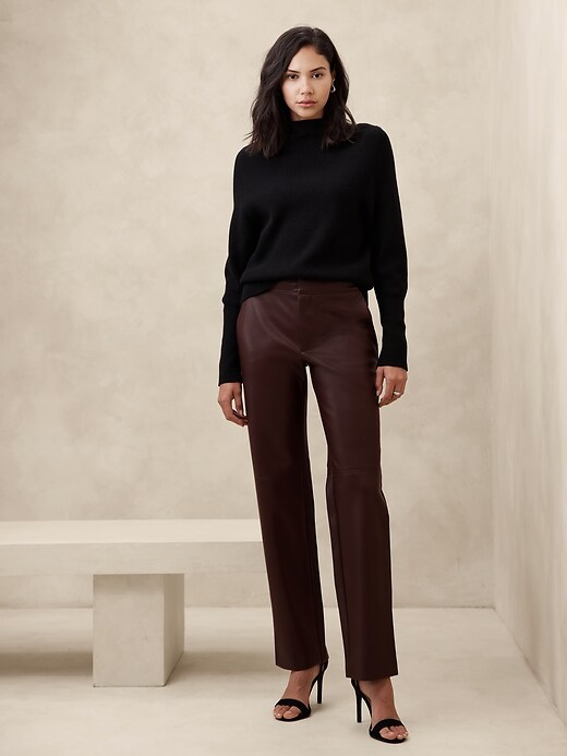 Vegan Leather Straight Trouser Banana Republic Factory