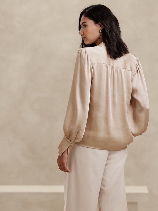 Crinkle Volume-Sleeve Blouse | Banana Republic Factory