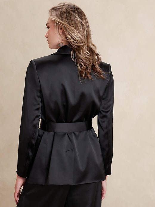 satin blazer with tie detail