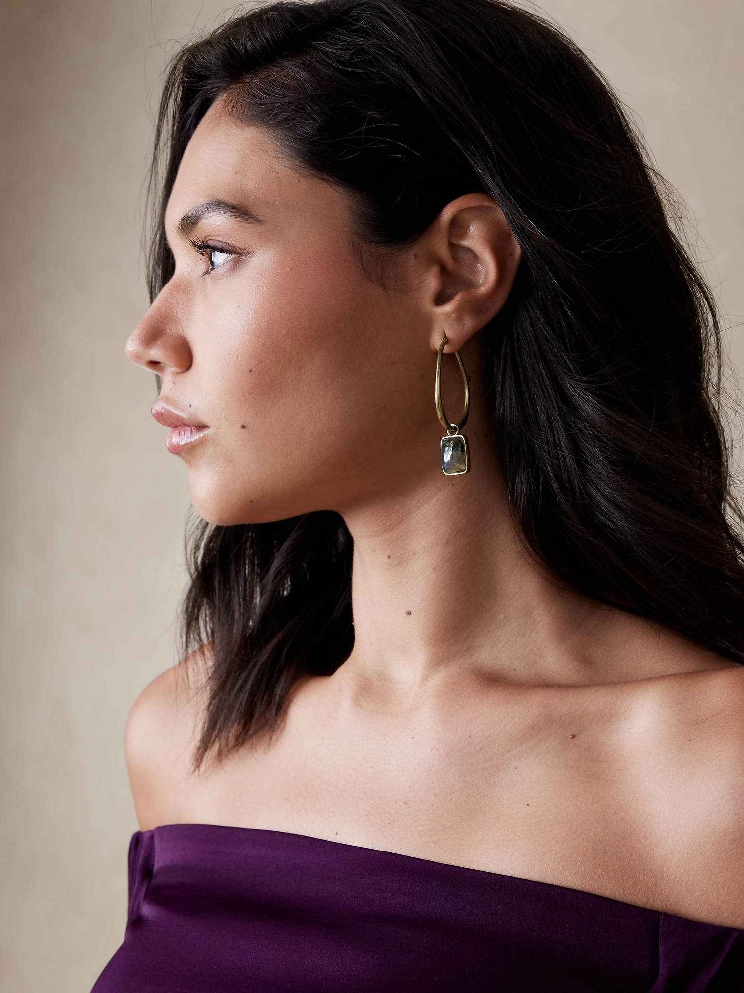 Charm Tear Drop Hoop Earrings