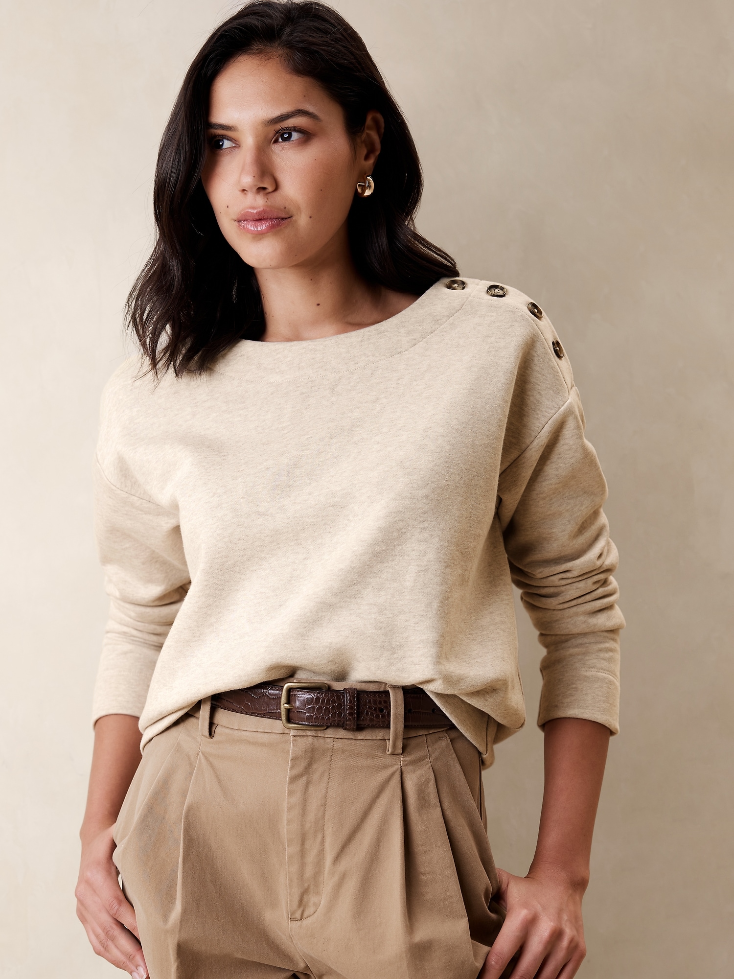 Fleece Button-Shoulder Sweatshirt