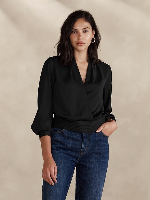 Pleated Wrap Blouse | Banana Republic Factory