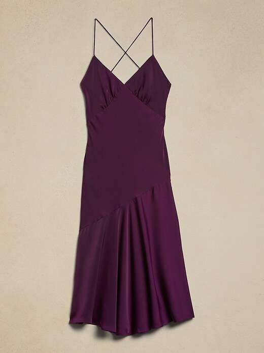 knee length dresses for ladies Wide Strap Slip with Asymmetric Seam main image 1