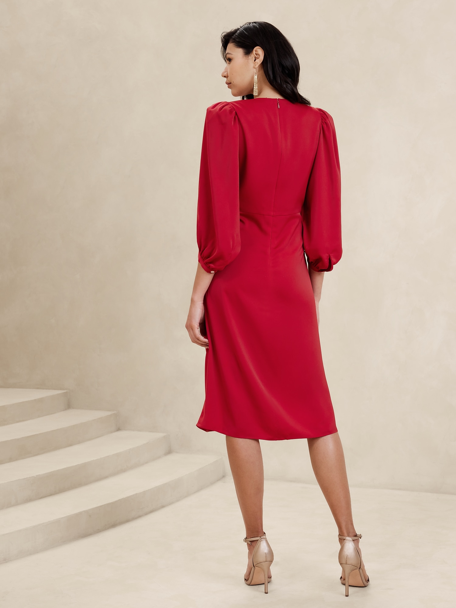 Red Satin Slip Cami Midi Dress | SilkFred US