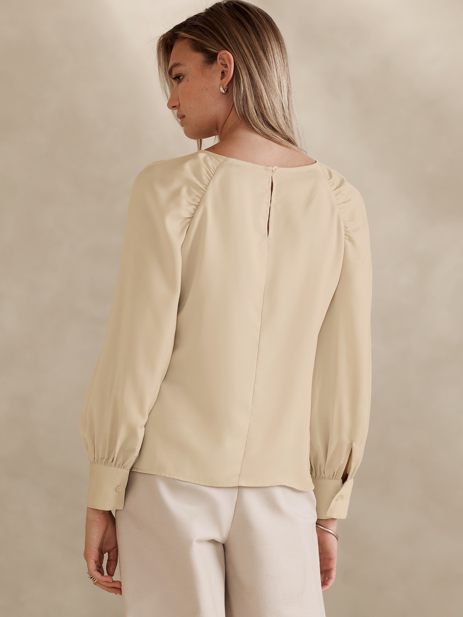 Ruched-Sleeve Blouse