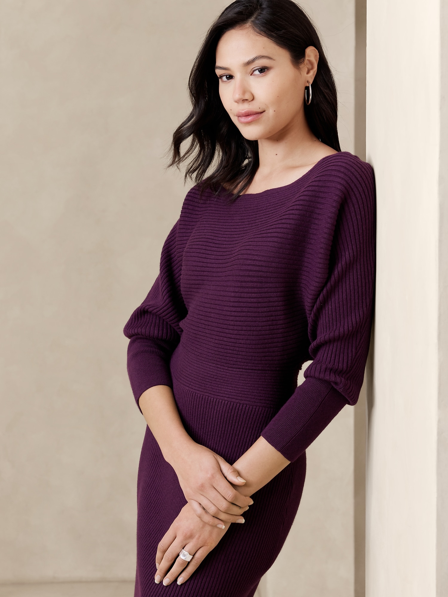 One-Shoulder Maxi Sweater Dress