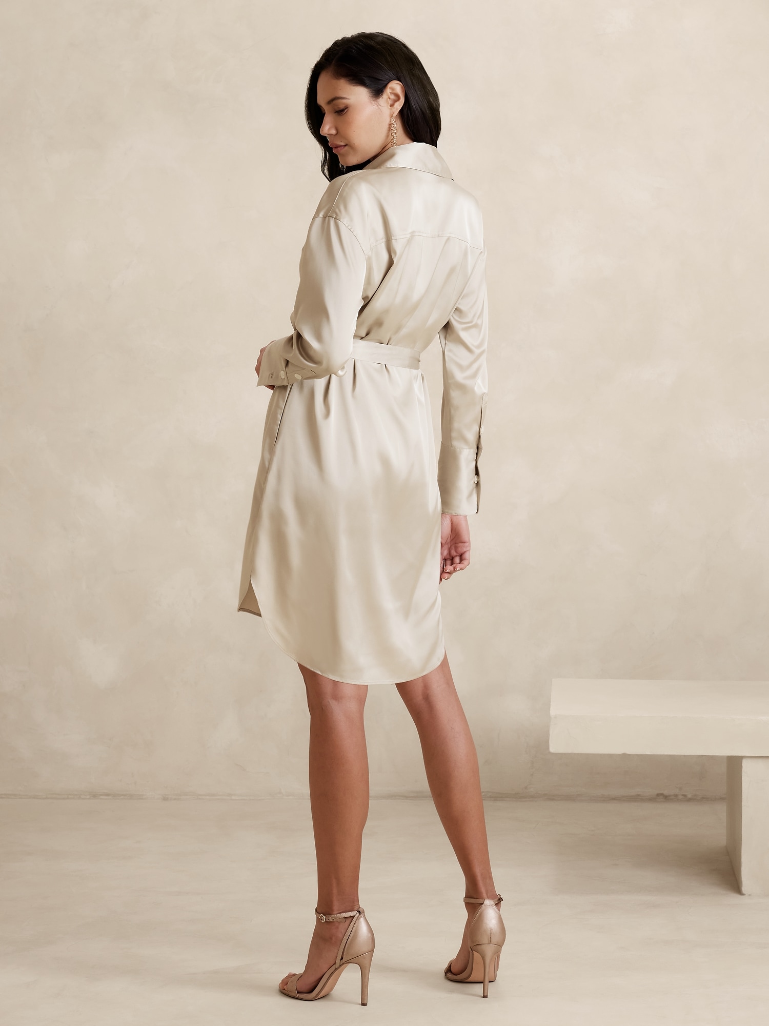 Image number 2 showing, Satin Mini Shirtdress
