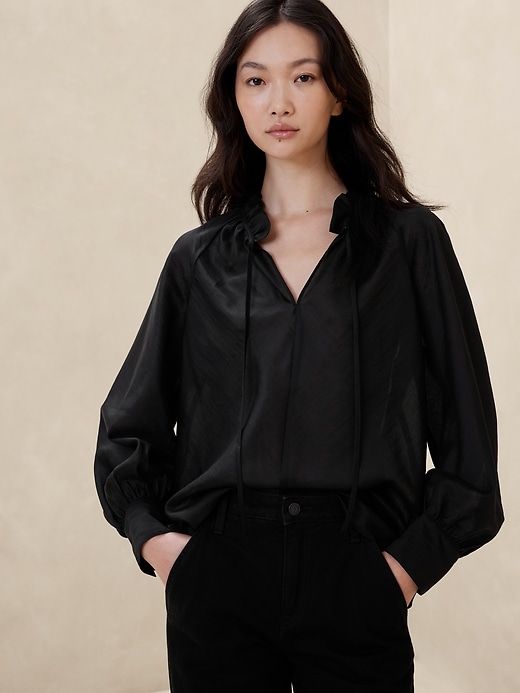 Ruffle-Neck Blouse | Banana Republic Factory