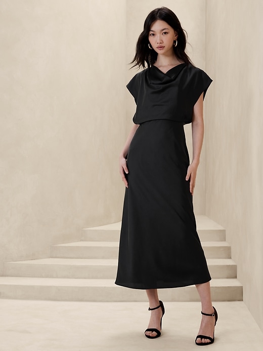 Satin Cowl-Back Maxi Dress | Banana Republic Factory