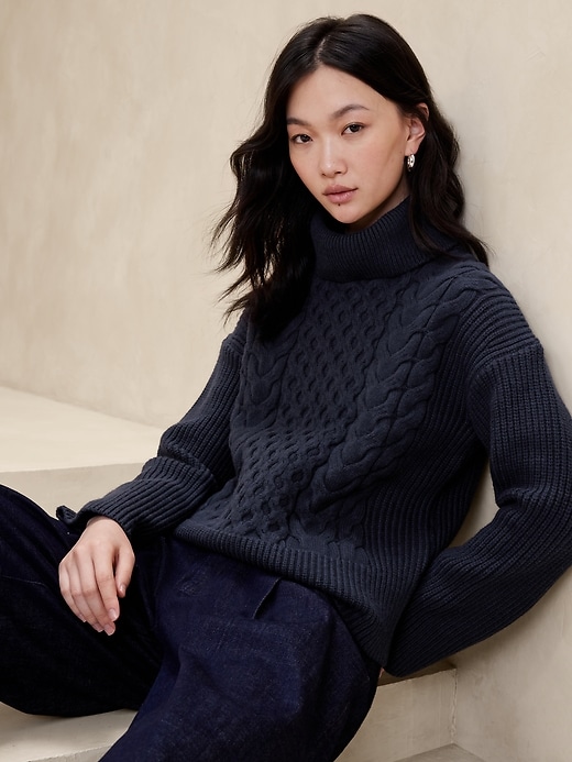 Cable Turtleneck Pullover Banana Republic Factory