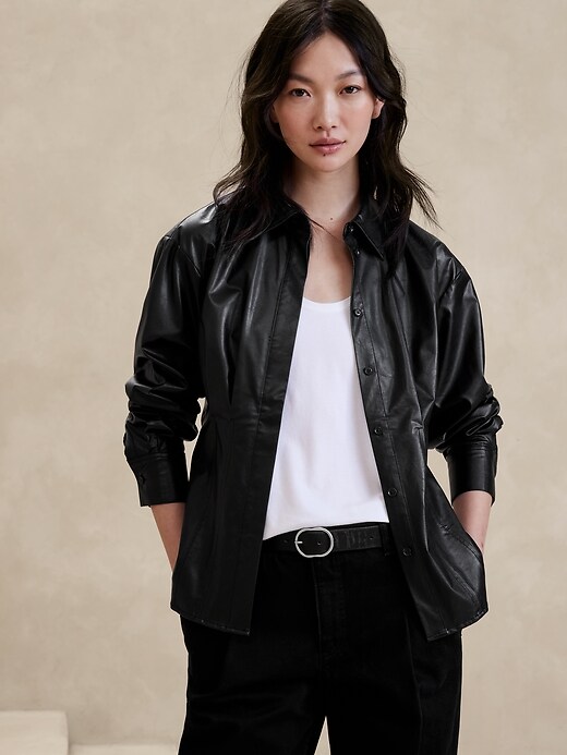Lightweight Vegan Leather Shirt | Banana Republic Factory Lightweight Vegan Leather Shirt | Banana Republic Factory