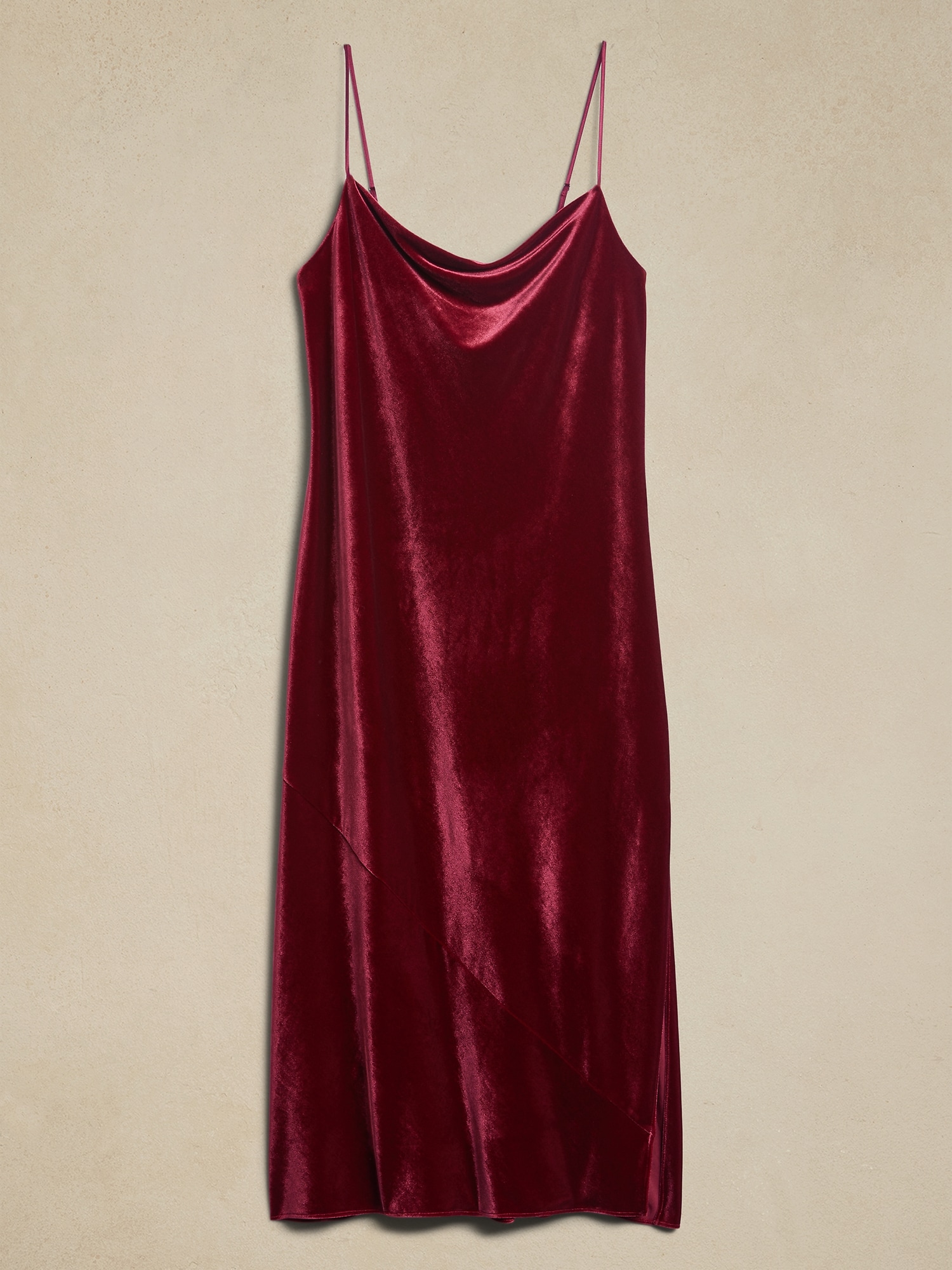 Velvet Cowl-Neck Midi Dress