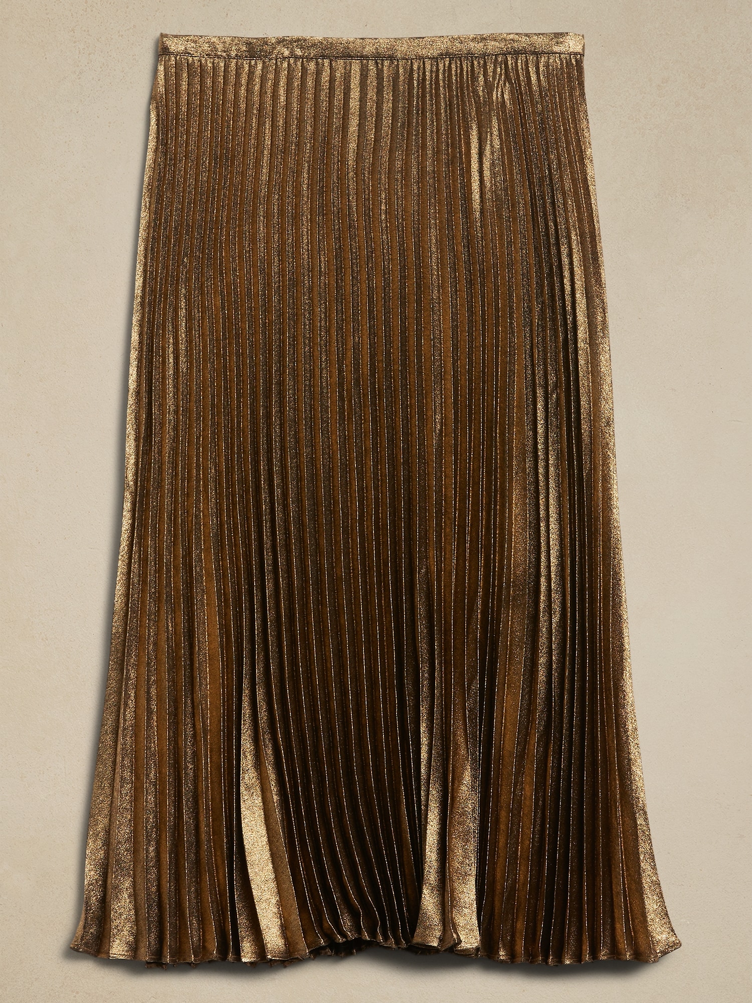 Gold Lam&#233; Midi Skirt