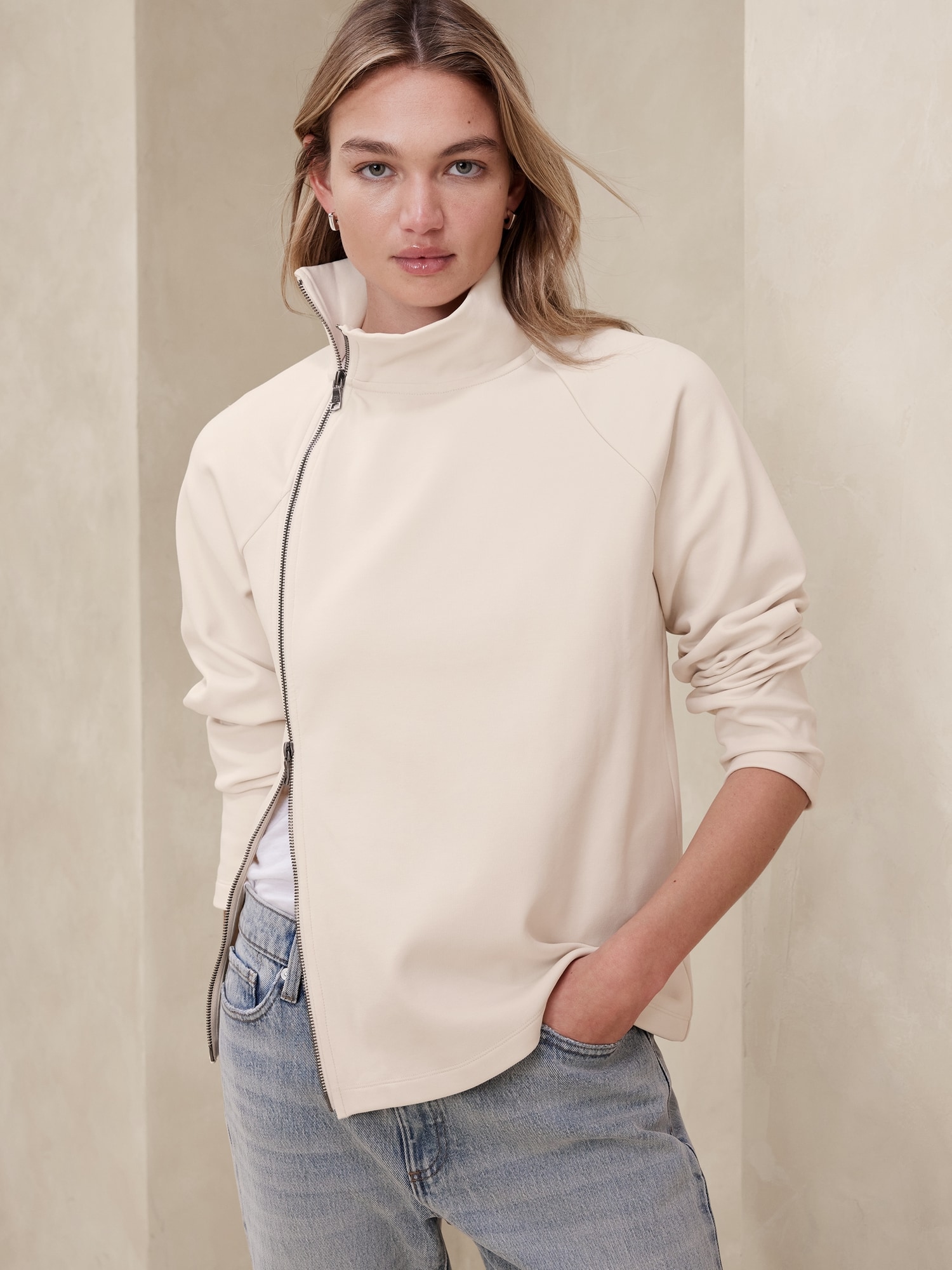 Two-Way Zipper Sweatshirt | Banana Republic Factory