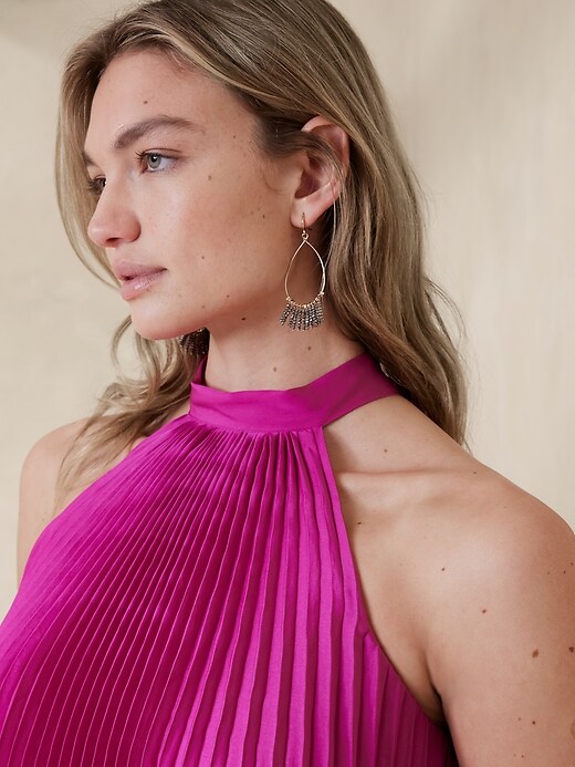 Halter Pleated Mini Dress | Banana Republic Factory