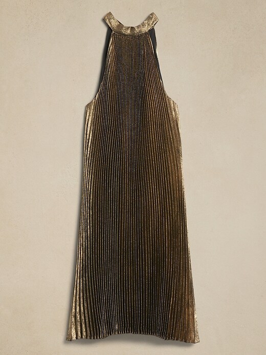 Gold Lam Pleated Mini Dress | Banana Republic Factory Gold Lam Pleated Mini Dress | Banana Republic Factory