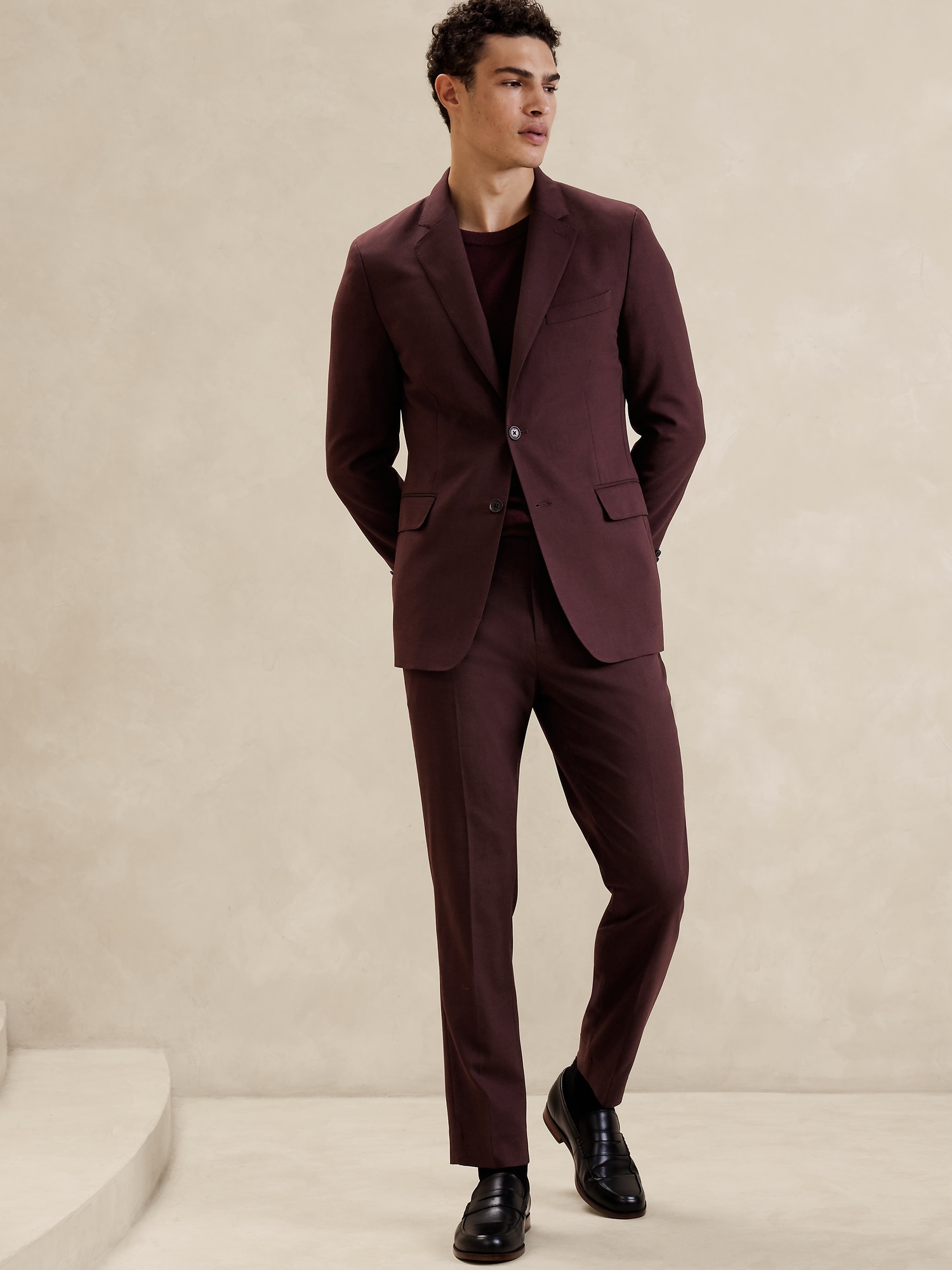 Tailored-Fit Twill Suit Jacket