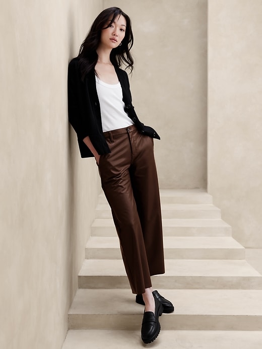 【YOURNUS】Vegan Leather Wide Cropped Pants Vegan Leather Wide-Leg Cropped Pant | Banana Republic Factory