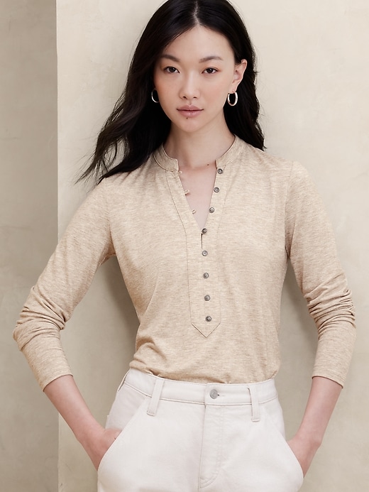 Brushed Jersey Henley Shirt Banana Republic Factory