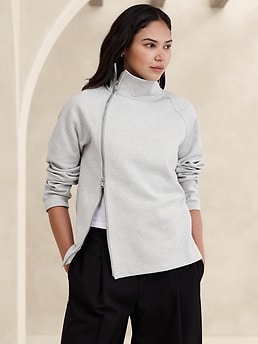 Two-Way Zipper Sweatshirt | Banana Republic Factory