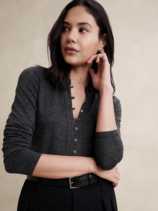 Brushed Jersey Henley Shirt Banana Republic Factory