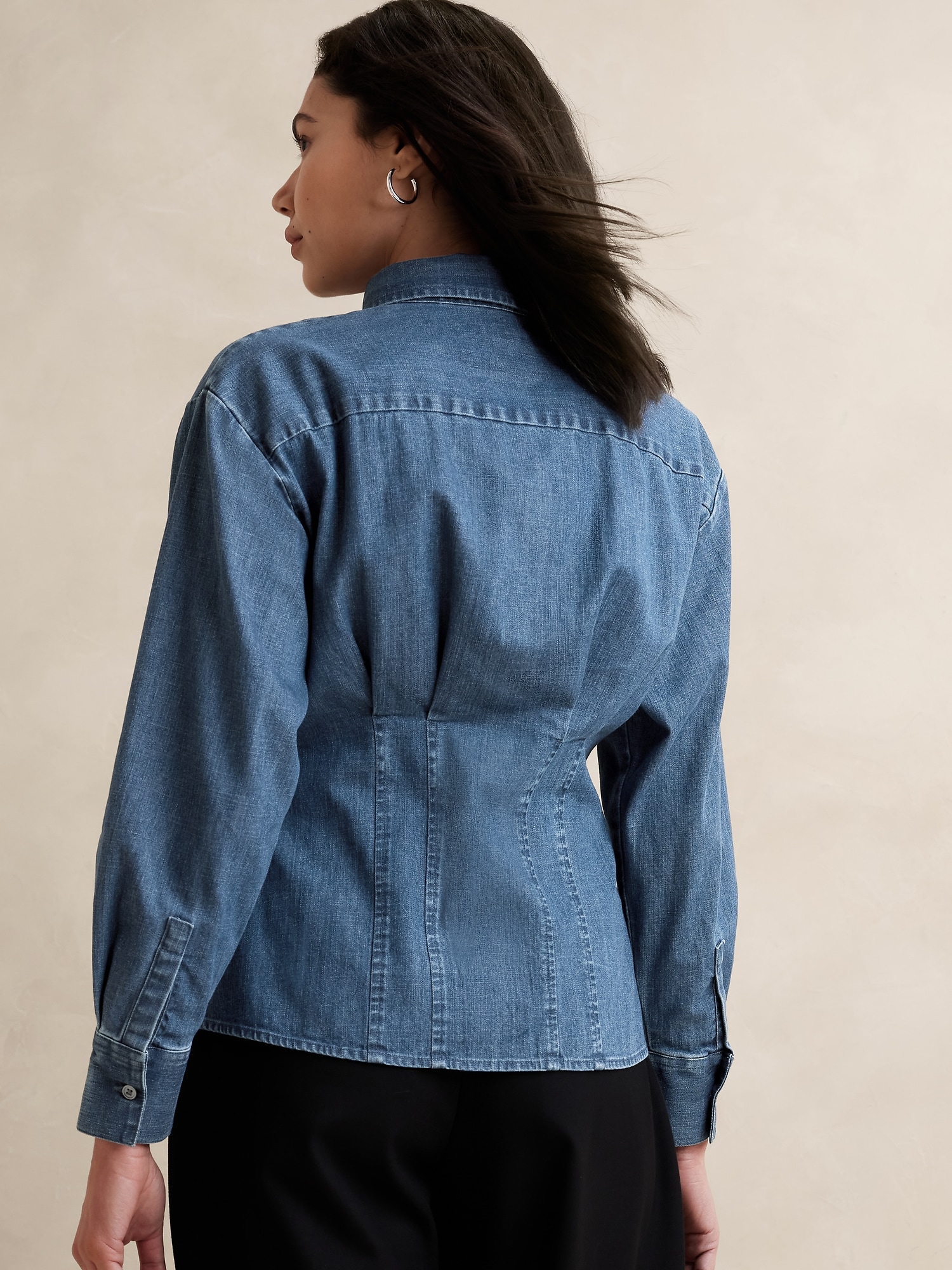 XFLWAM Women's Button Down Denim Shirt Collared Casual Puff Long Sleeve  Pocket Tops Gray S - Walmart.com