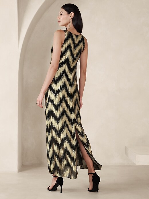 black and gold dress nz 1970s Fully Sequined High Neck Chevron Maxi Dress main image 0