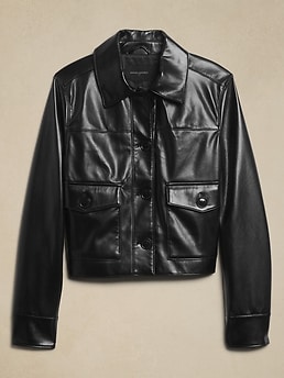 Vegan Leather Short Jacket | Banana Republic Factory