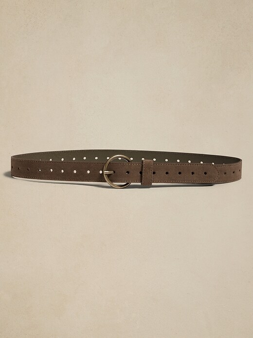 Suede Round Buckle Belt
