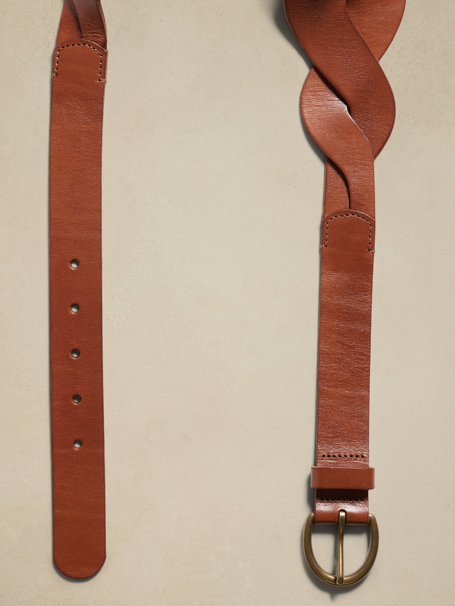Leather Wide Woven Waist Belt