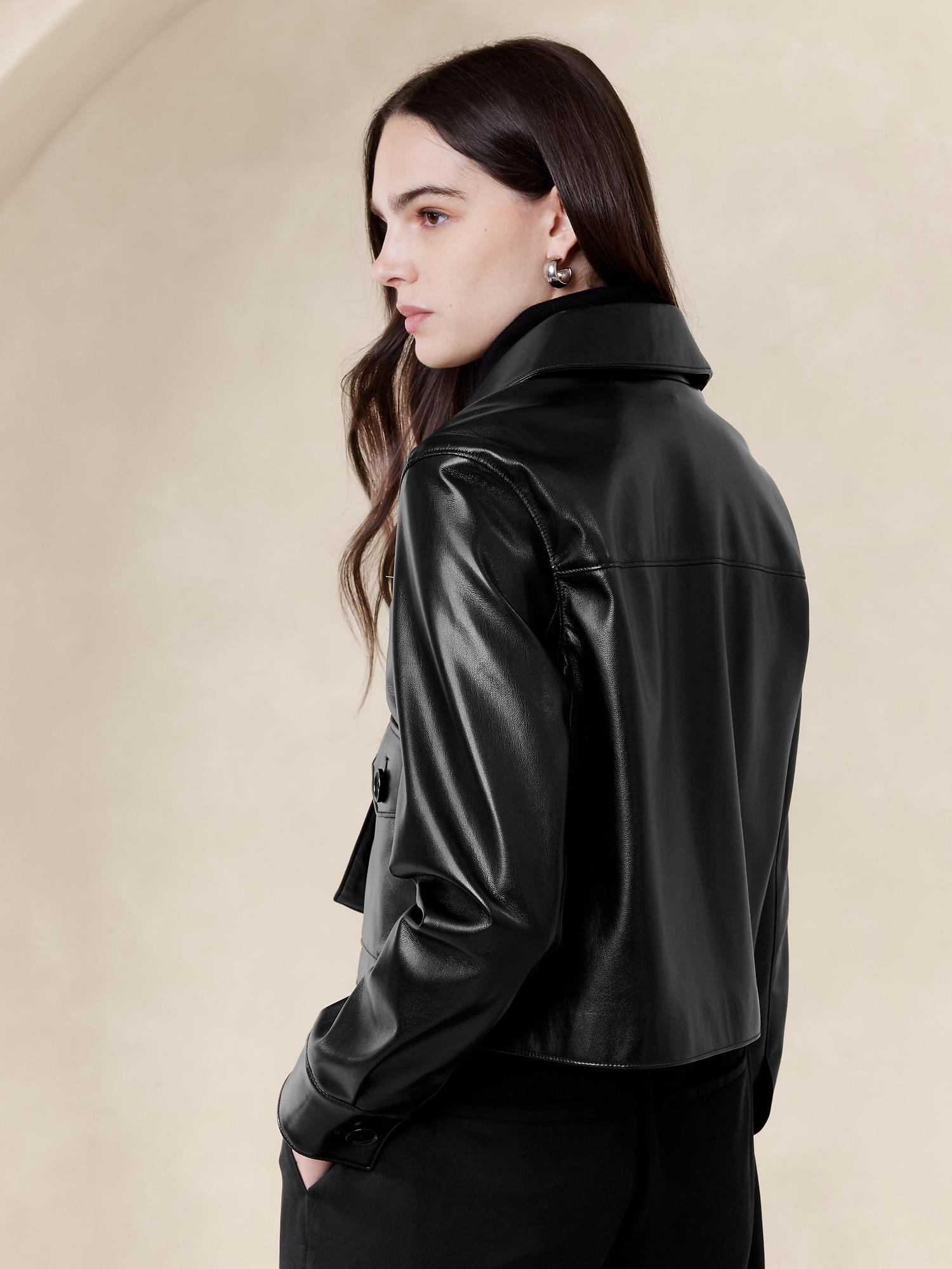 Black Short Leather Jacket - 100% Real Fur - Haute Acorn