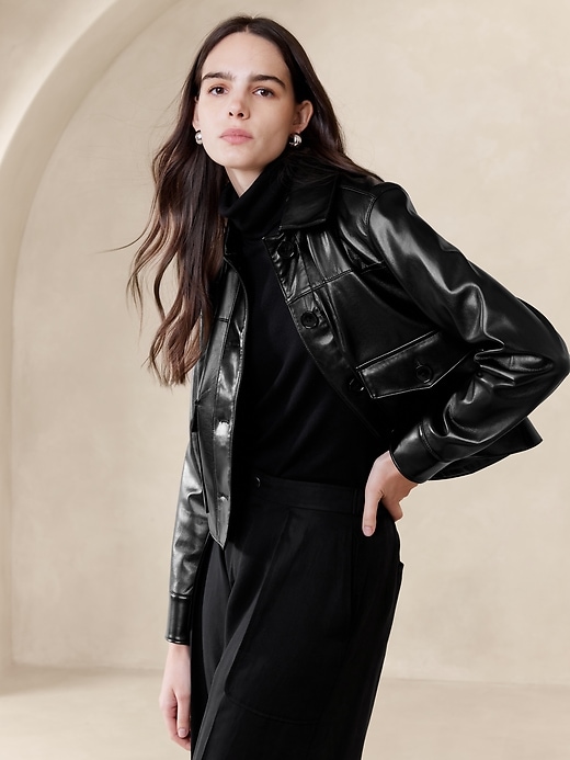 Vegan Leather Short Jacket