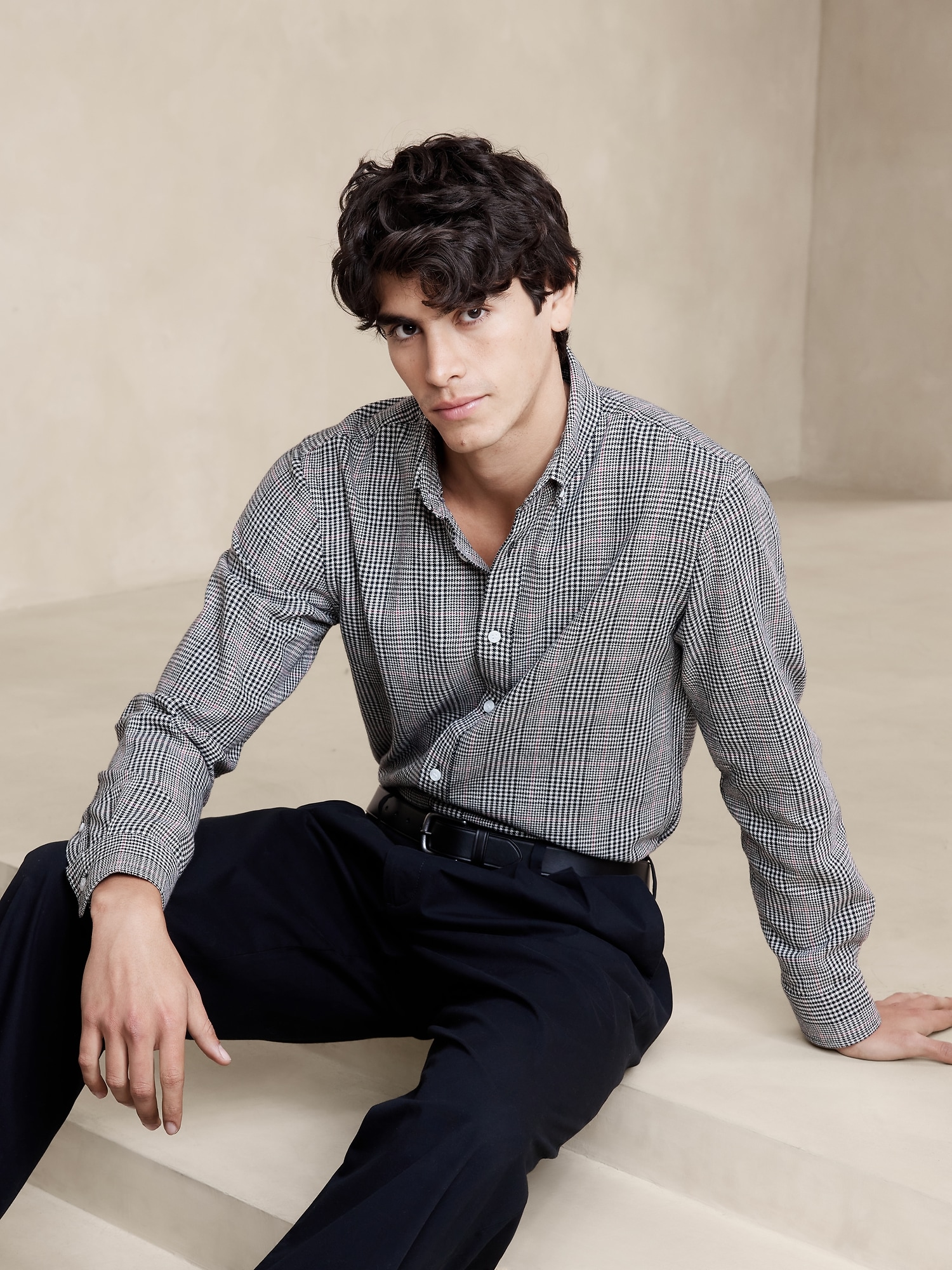 Slim Linen-Blend Flannel Shirt