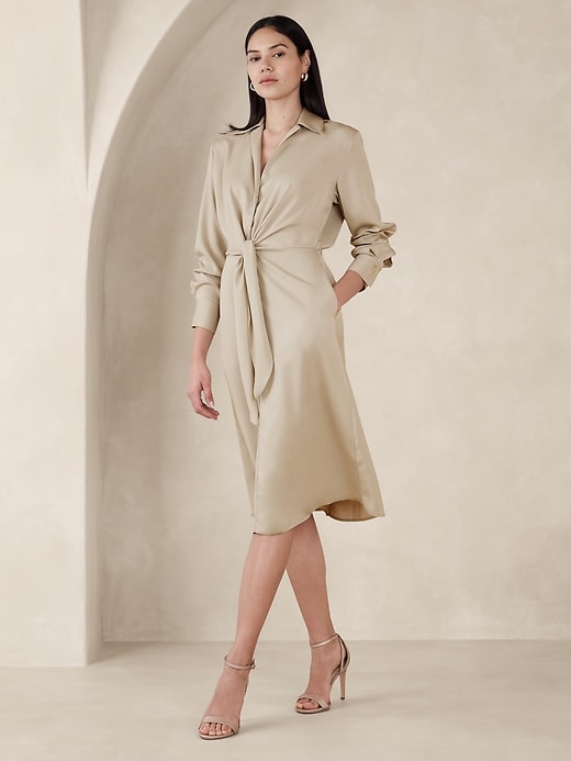 ワンピース THEREDTHREAD S tie shirt dress THEREDTHREAD / ザレッドスレッド】S tie shirt dress