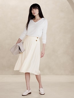 スカート Low Tide : 25SS / SILKY PINTUCK SKIRT (2COLORS) Crepe Pintuck Midi Skirt | Banana Republic Factory