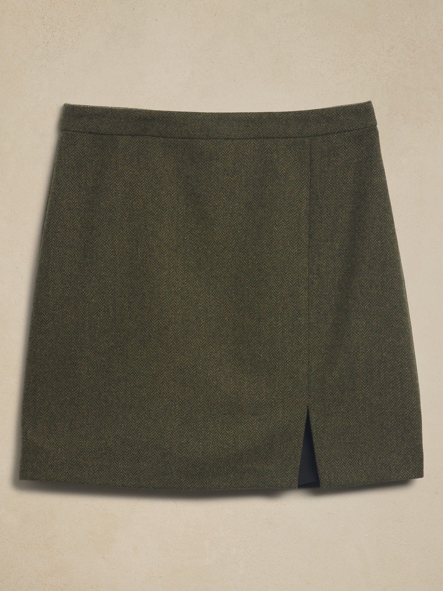 Wool-Blend Herringbone Mini Skirt