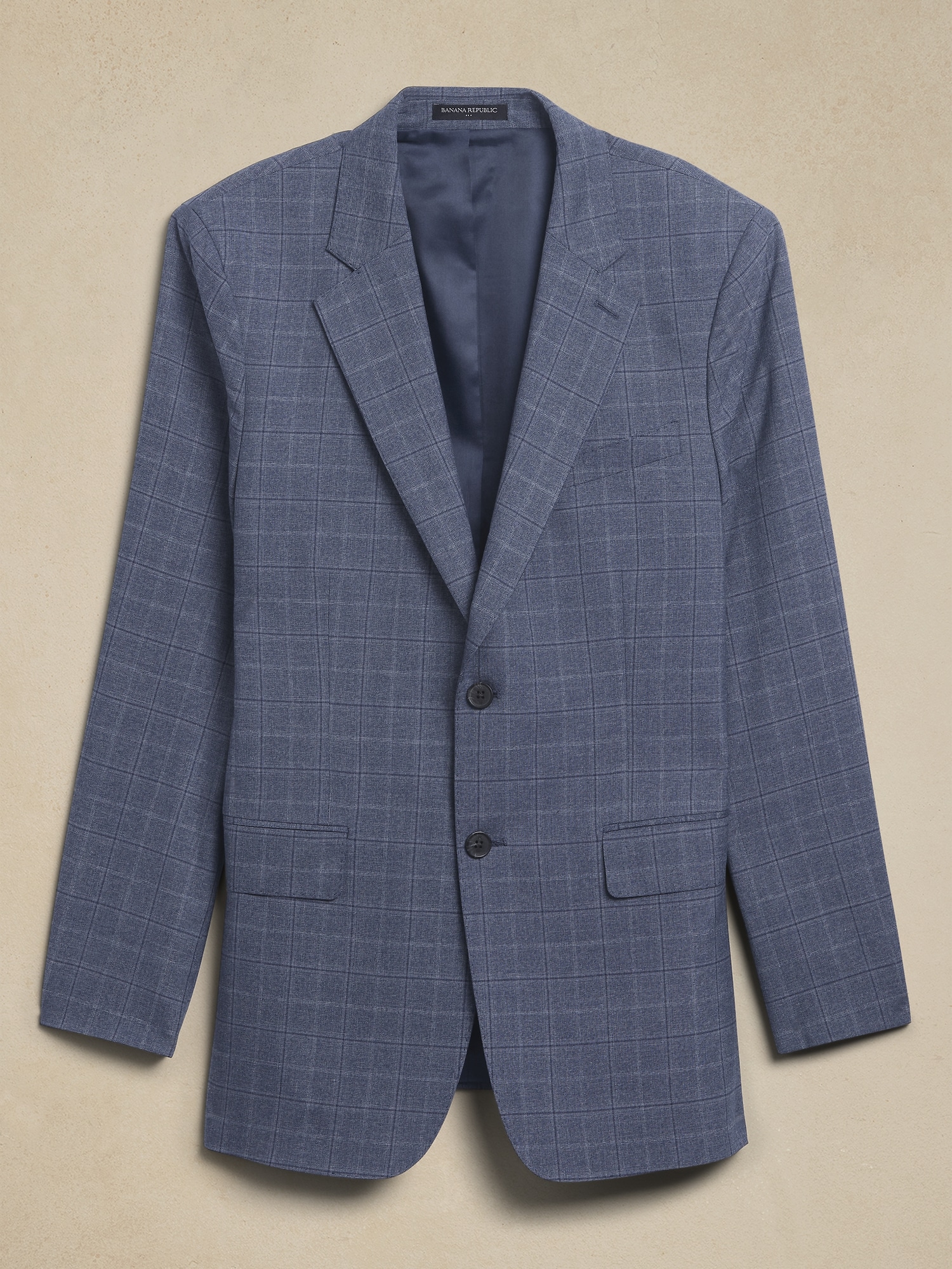 Tailored-Fit Plaid Suit Jacket