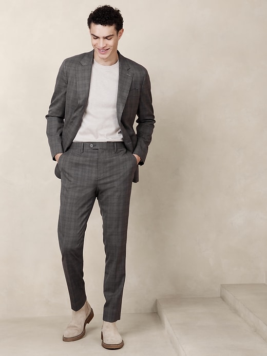 Tailored-Fit Plaid Suit Trouser