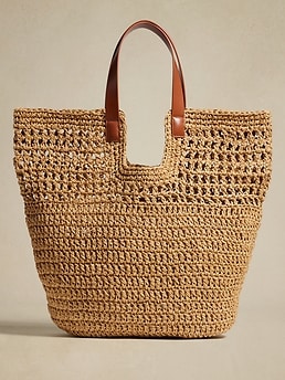 Paper Straw Shopper Tote Banana Republic Factory