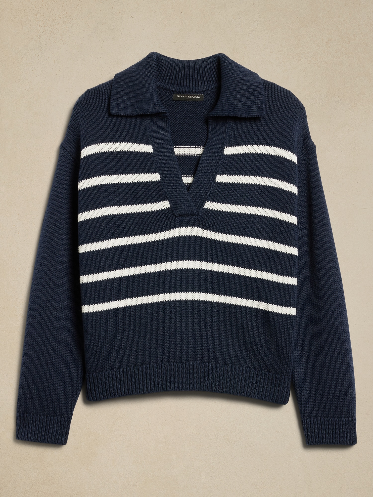 Textured Johnny-Collar Sweater