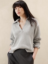 Textured Johnny-Collar Sweater | Banana Republic Factory