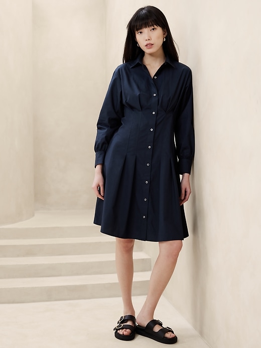 Pleated Knee-Length Shirtdress | Banana Republic Factory