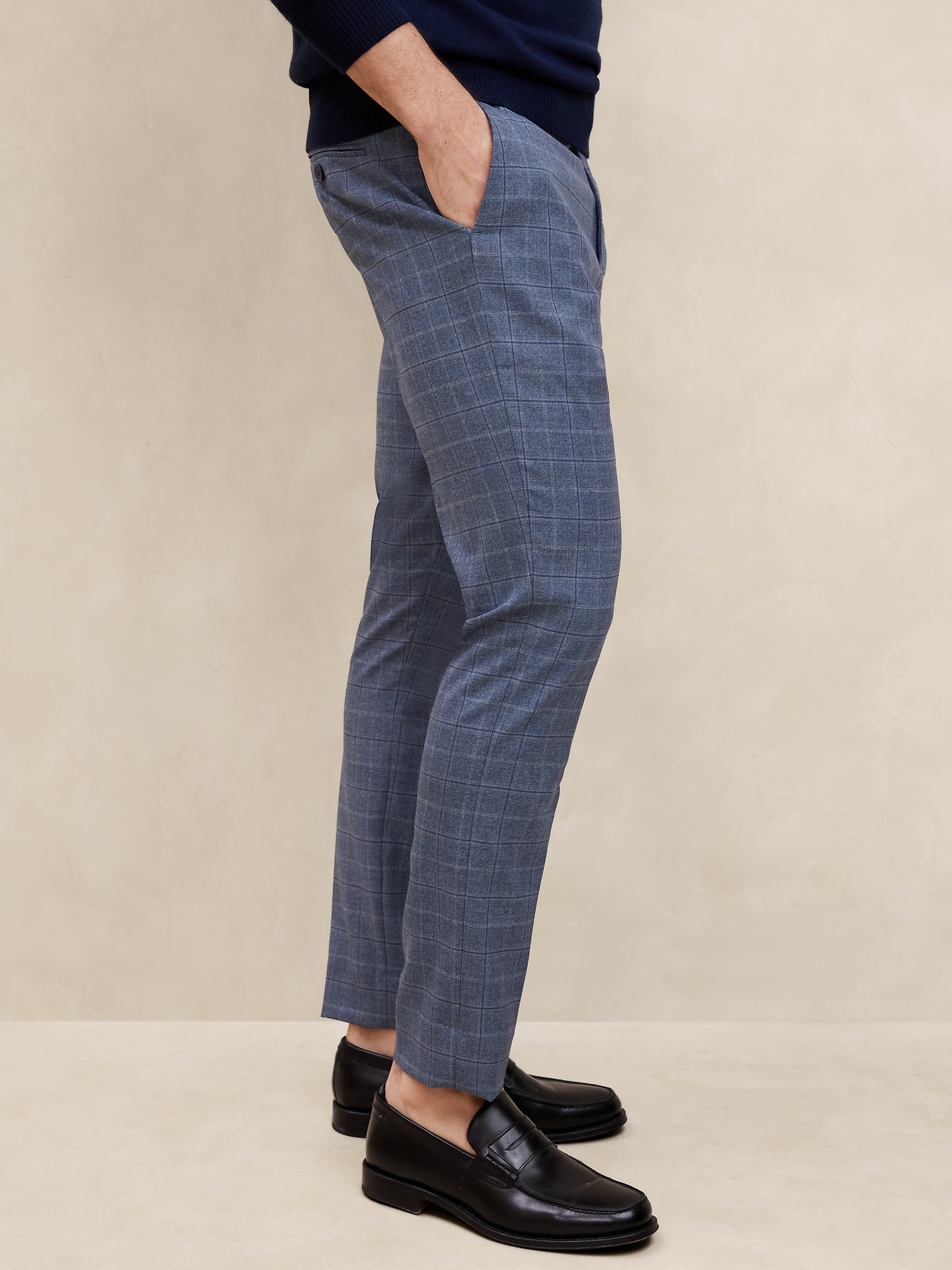 Tailored-Fit Plaid Suit Trouser