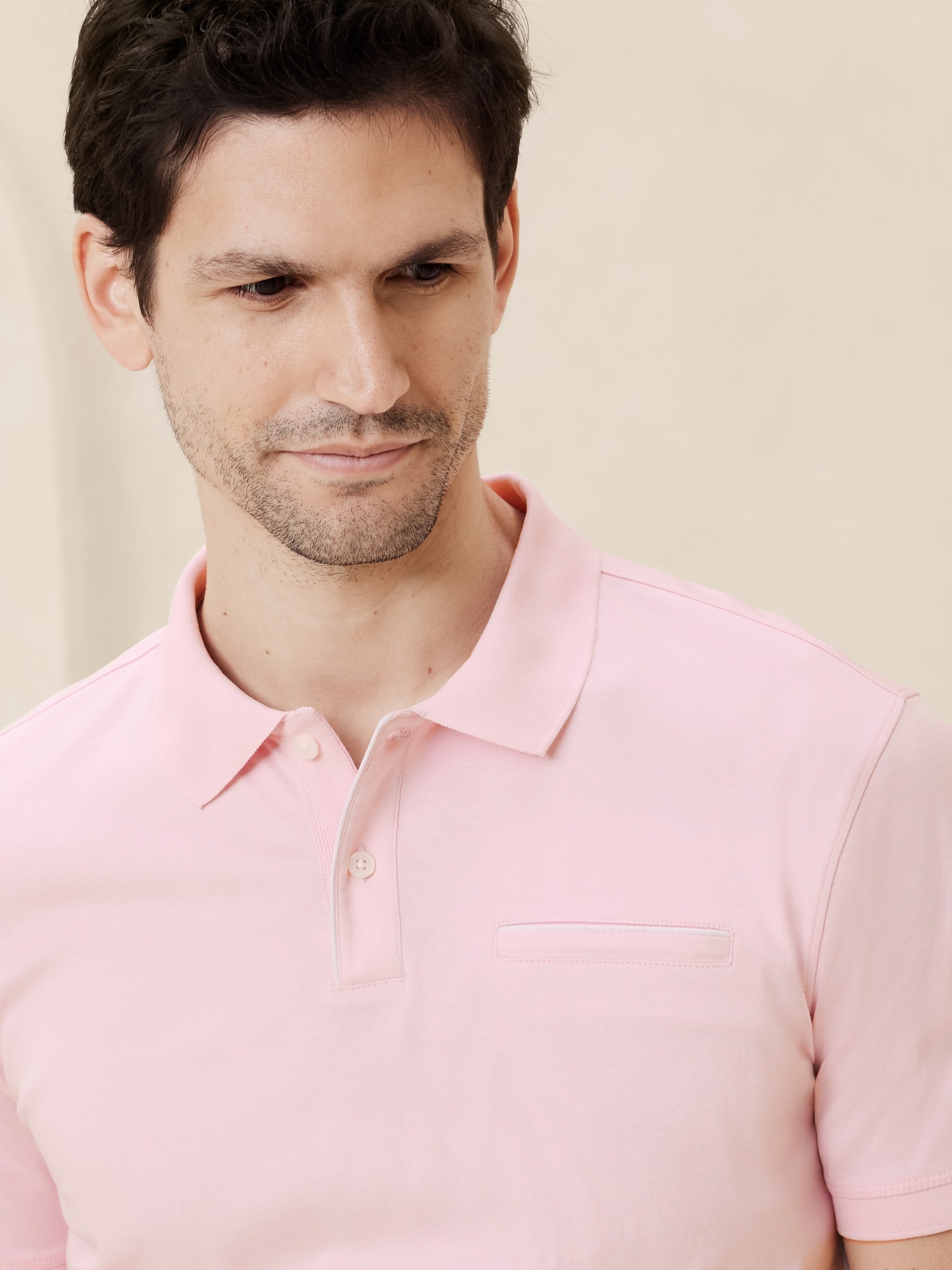 Pink Capri Luxe Touch Modal Polo, Men's Tops