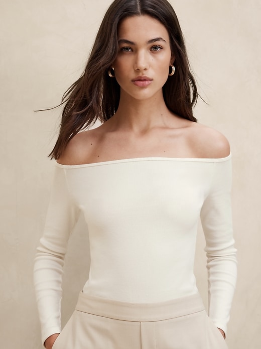 Off-Shoulder Lurex Top  Banana Republic Factory