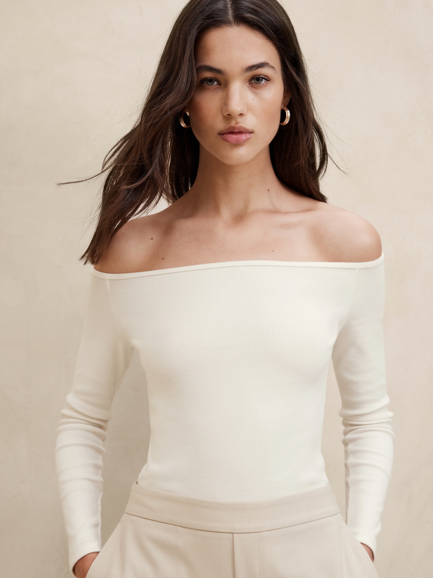 Ribbed Off-the-Shoulder Top