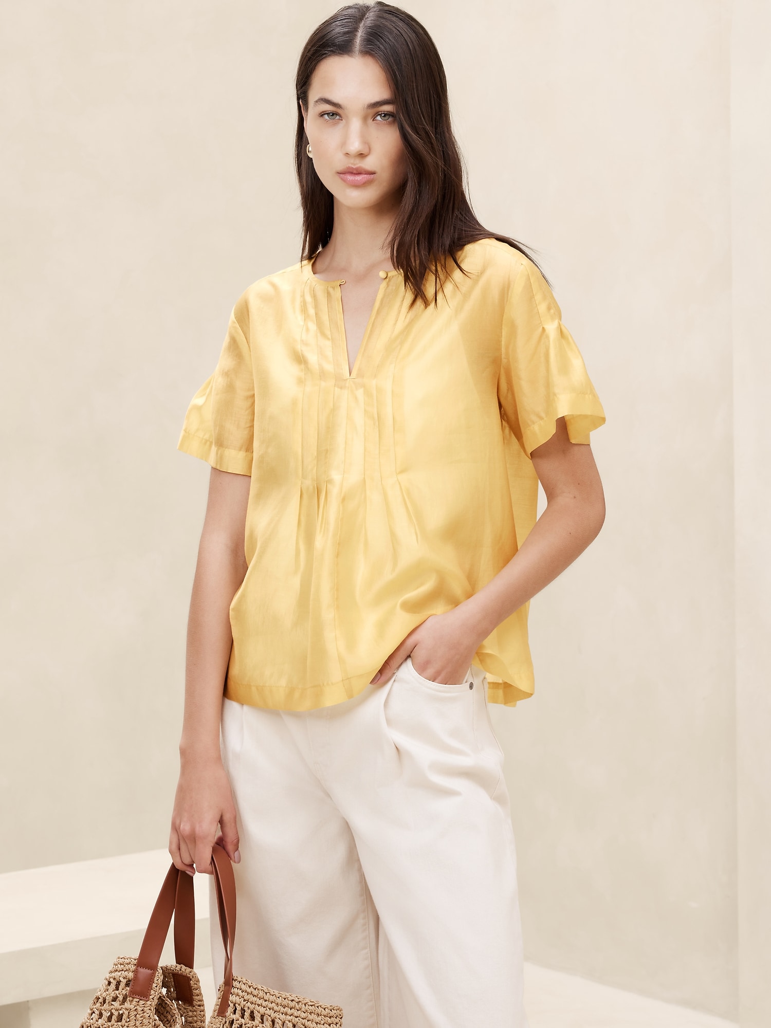 Pleated Placket Blouse