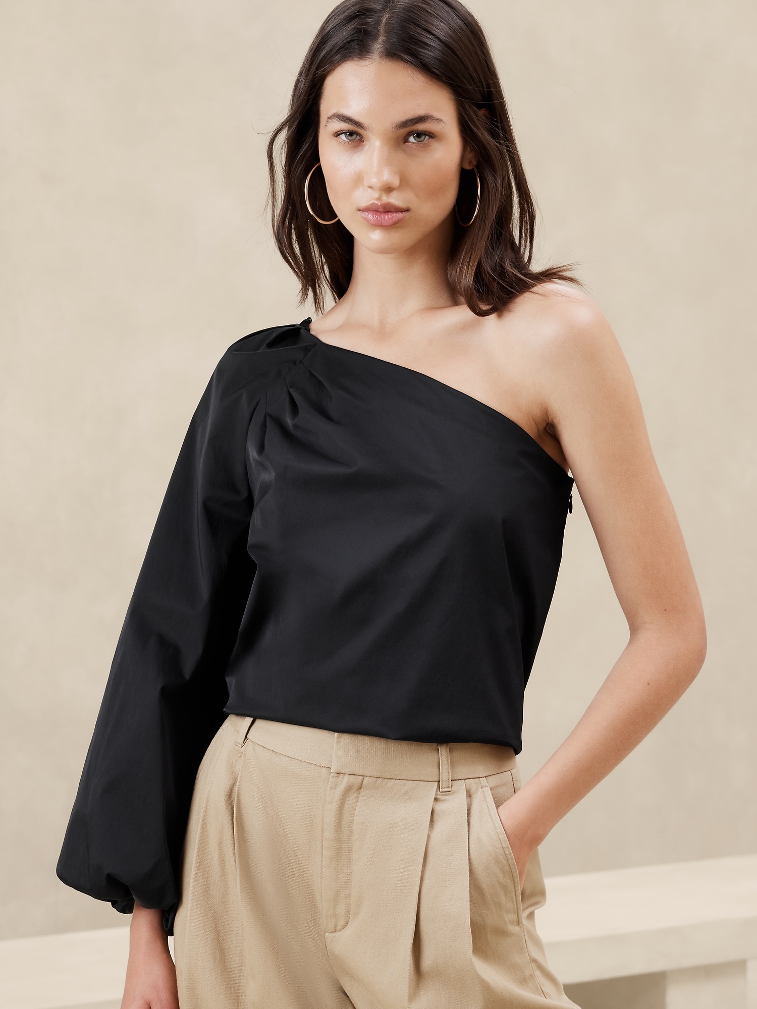 Taffeta One-Shoulder Top | Banana Republic Factory